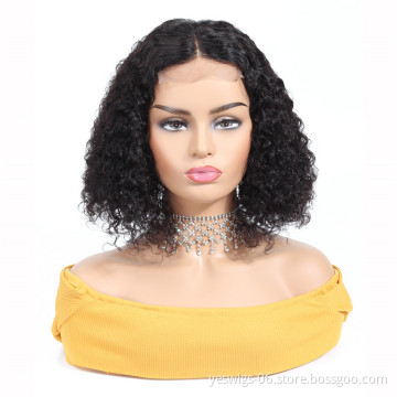 Yeswigs Indian Human Hair Kinky Curly Wigs 13*4 Short Size 6 Inch Bob Indian Virgin Remy Hair 100 Human Hair Lace Front Bob Wig